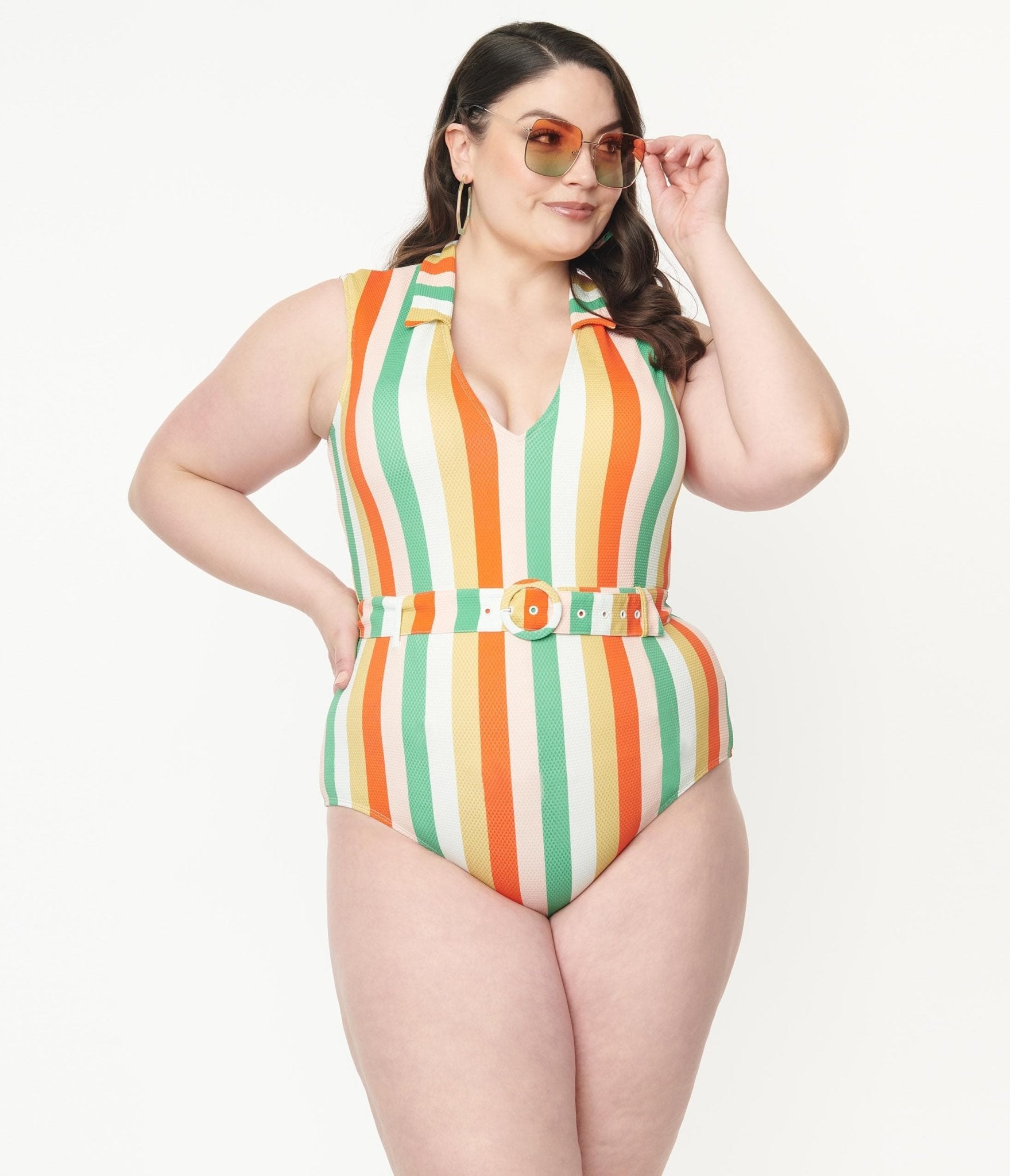 

Kingdom & State Plus Size Multi Stripe One Piece Swimsuit