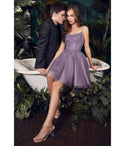 A-line Short Scoop Neck Glittering Back Zipper Beaded Open-Back Tulle Homecoming Dress