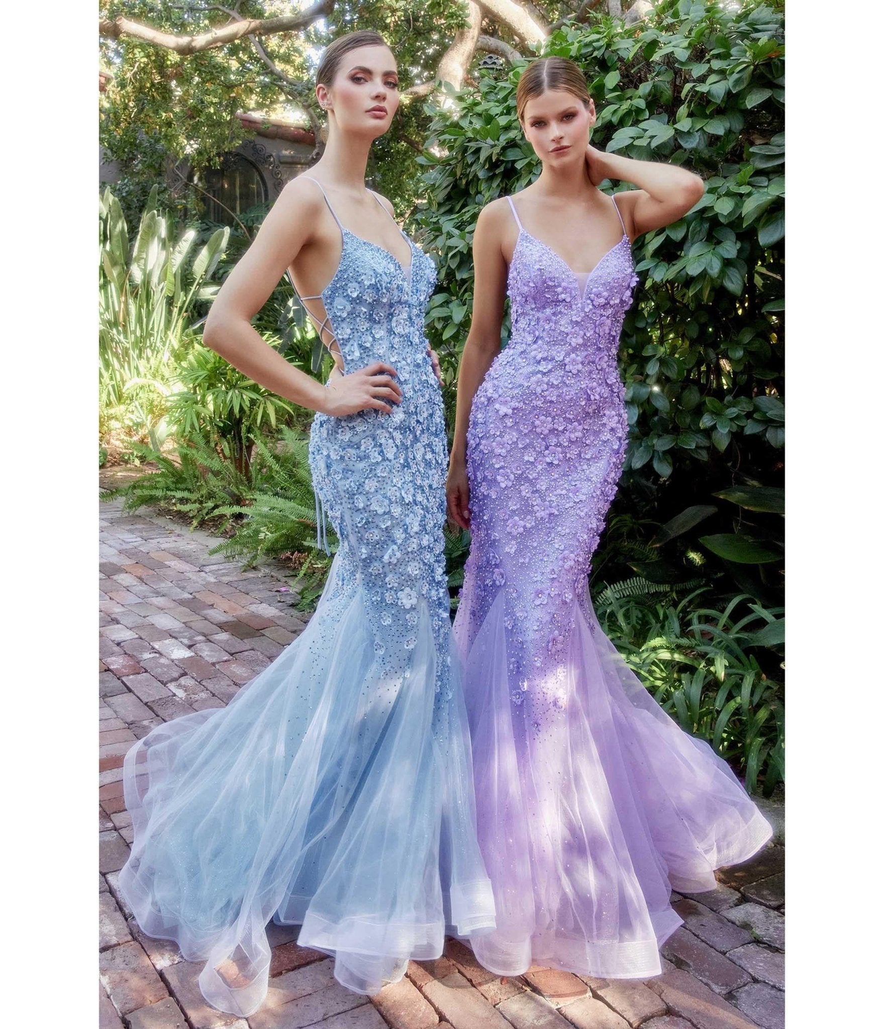 

Cinderella Divine Lavender Chromatic Floral Mermaid Bridesmaid Dress