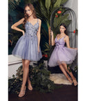 Short Floral Print Glittering Sweetheart Tulle Homecoming Dress by Cinderella Divine Moto