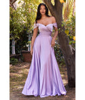 A-line Sweetheart Satin Gathered Slit Off the Shoulder Bridesmaid Dress