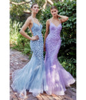 Floral Print Tulle Mermaid Applique Bridesmaid Dress