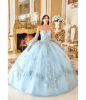 A-line Strapless Sweetheart Two-Toned Floral Print Tulle Lace-Up Applique Ball Gown Dress by Cinderella Divine Moto