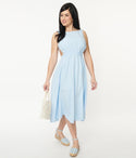 Modest A-line Open-Back Banding Scoop Neck Sleeveless Midi Dress