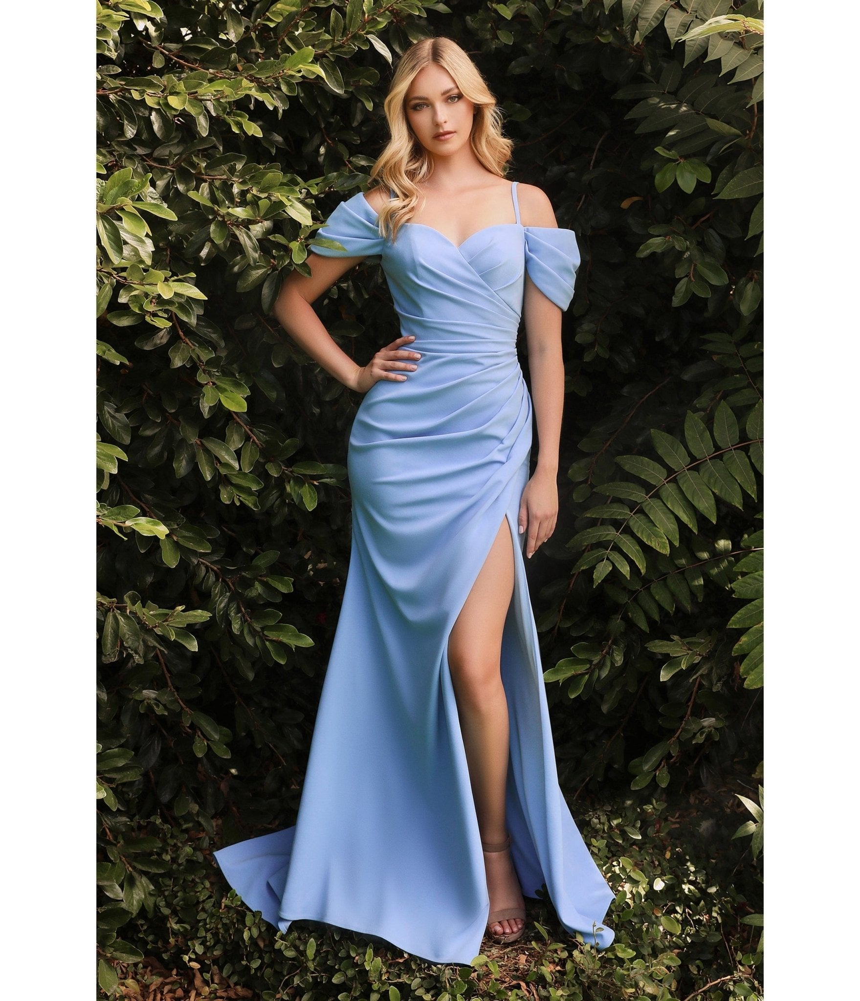 

Cinderella Divine Light Blue Regal Off Shoulder Bridesmaid Dress