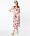 Fitted Smocked Floral Paisley Print Pencil-Skirt Dress by Sheen Clothing Ltd