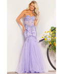 Sophisticated Strapless Tulle Sweetheart Sequined Open-Back Sheer Embroidered Corset Waistline Mermaid Sleeveless Evening Dress by Jovani