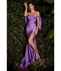 Jersey Mermaid Slit Ruched Off the Shoulder Bridesmaid Dress