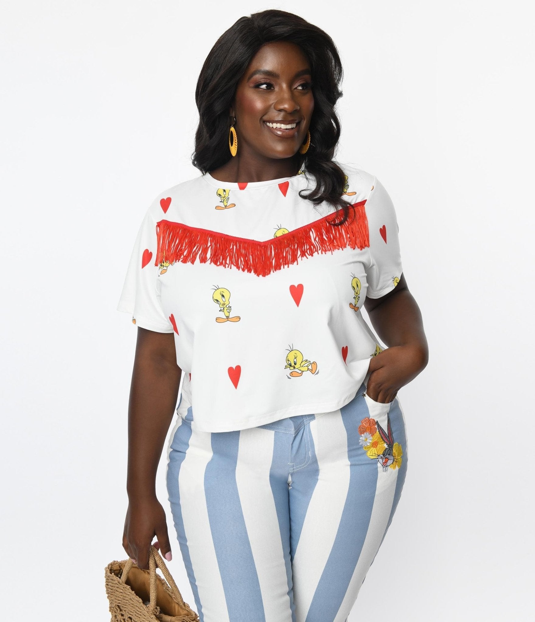 

Looney Tunes X Unique Vintage Plus Size Tweety Love Crop Top