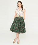 & Holiday Print Sally Swing Skirt