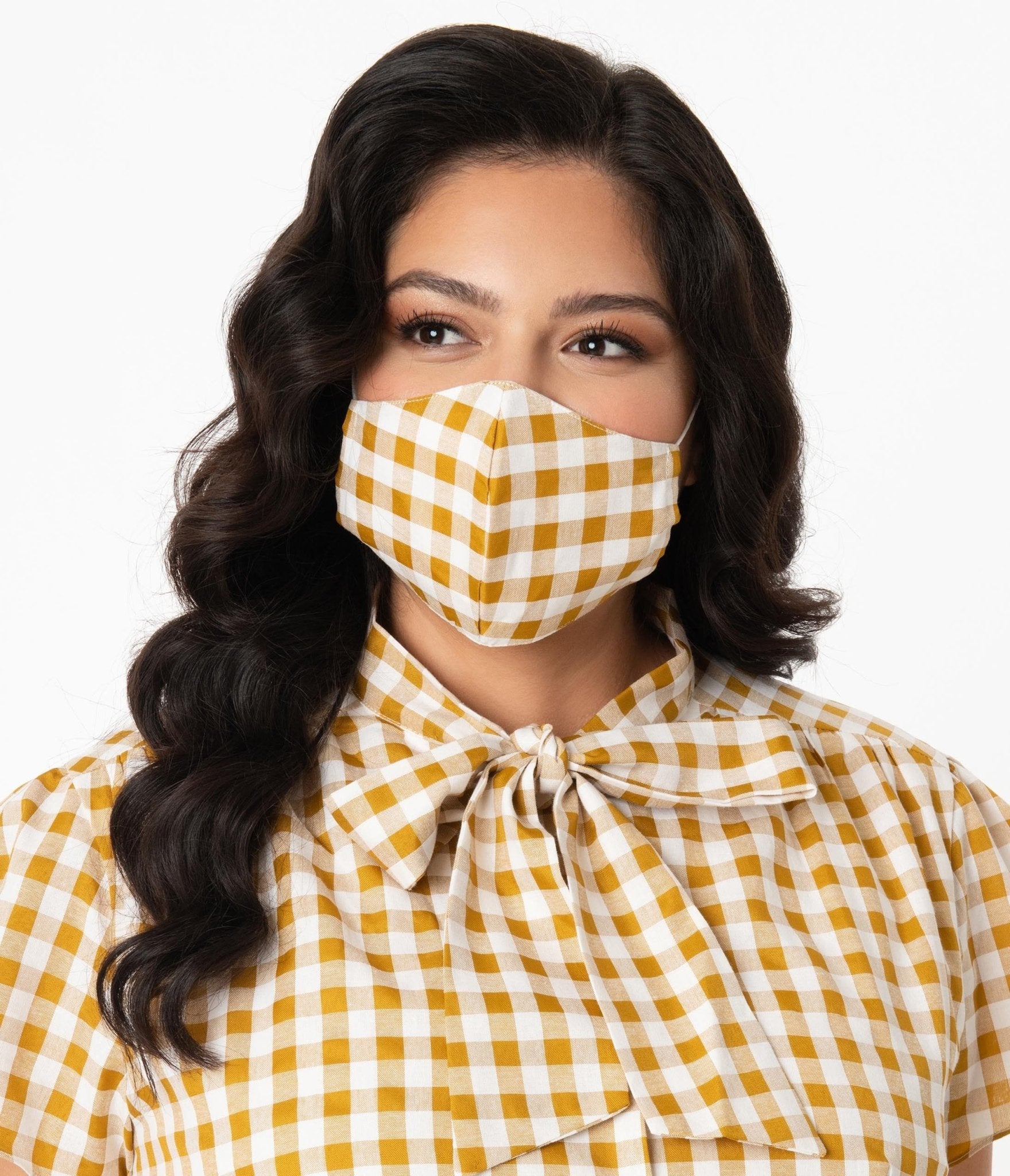 

Magnolia Place Mustard & Yellow Gingham Print Face Mask