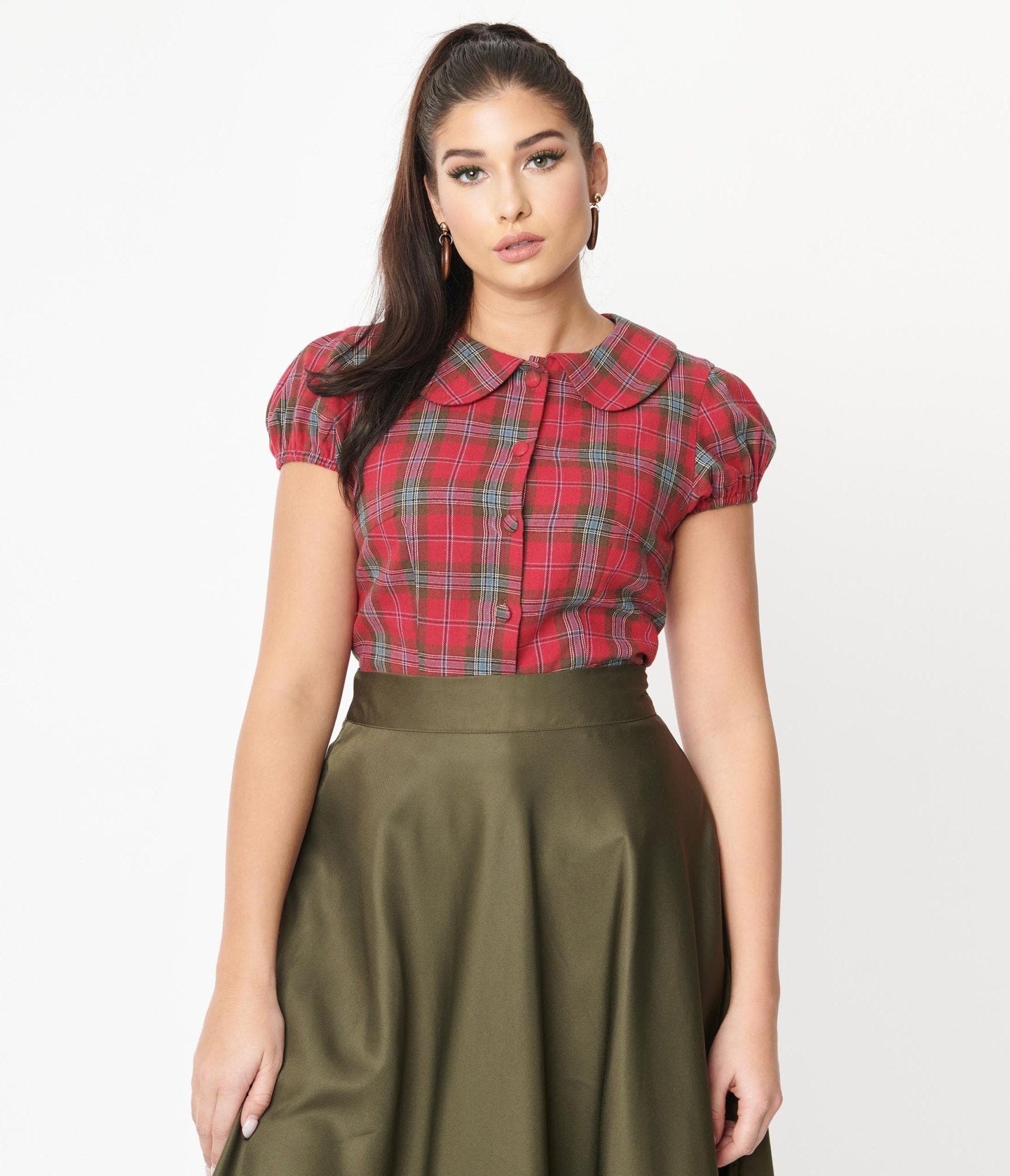 

Magnolia Place Red & Green Plaid Elizabeth Blouse