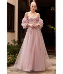 Strapless Sweetheart Off the Shoulder Applique Floral Print Prom Dress