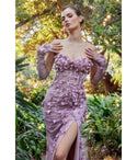 Sophisticated Strapless Mermaid Sweetheart Lace-Up Glittering Applique Slit Fitted Floral Print Floor Length Corset Waistline Evening Dress with a Brush/Sweep Train