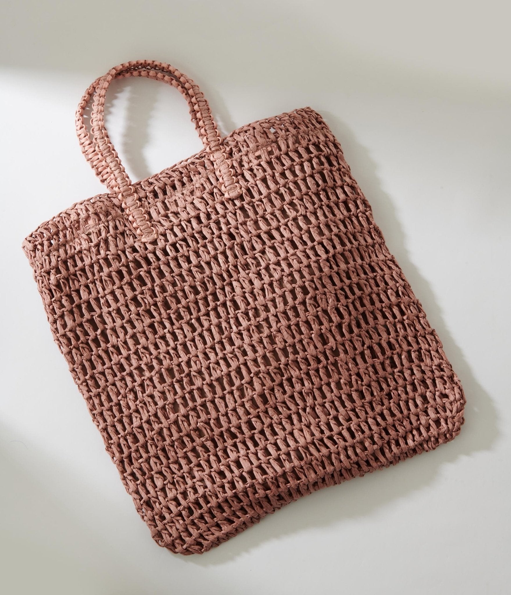 

Mauve Pink Straw Tote Bag