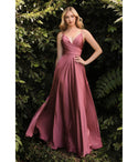 V-neck Sweetheart Spaghetti Strap Floor Length Satin Ruched Slit Faux Wrap Bridesmaid Dress