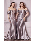 Mermaid Off the Shoulder Satin Draped Fitted Sweetheart Bridesmaid Dress