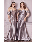 Sweetheart Off the Shoulder Mermaid Satin Fitted Draped Bridesmaid Dress