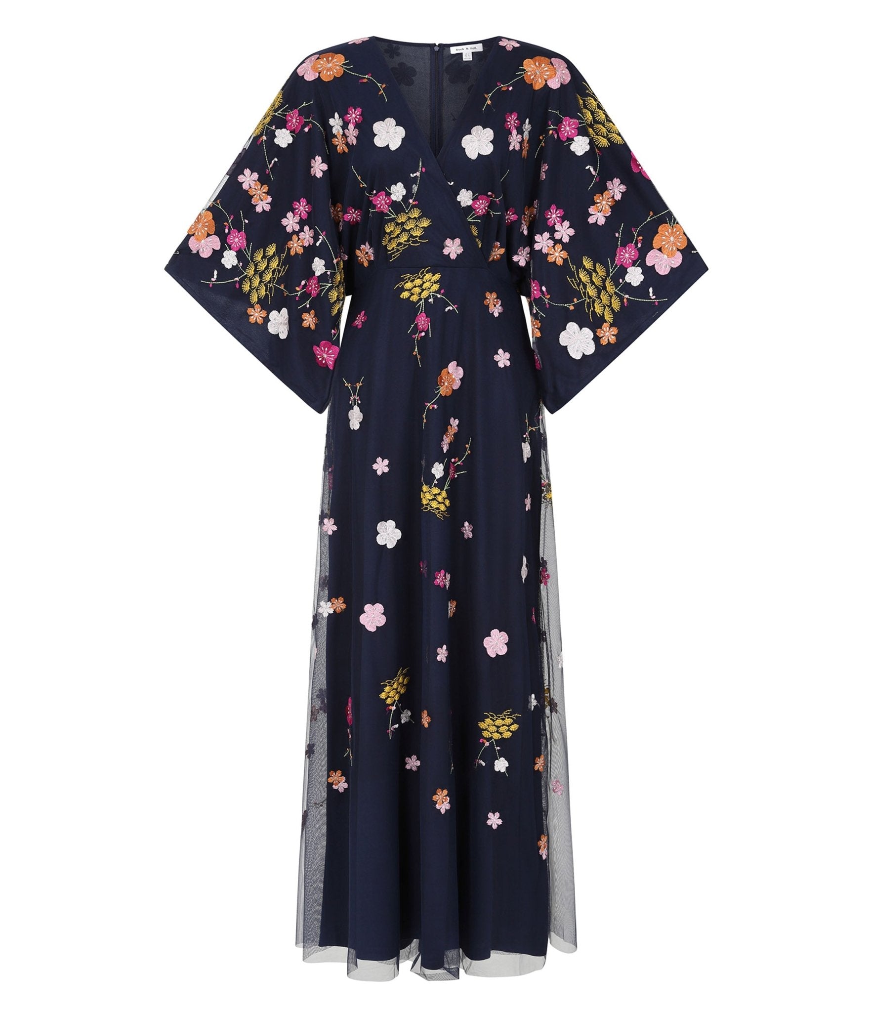 

Navy Blue Floral Embroidered Lana Maxi Dress