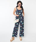 Fitted Pleated Floral Print Sweetheart Jumpsuit