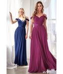 A-line Flutter Sleeves Off the Shoulder Spaghetti Strap Wrap Pleated Corset Waistline Floor Length Prom Dress