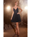Sophisticated A-line V-neck Fall Plunging Neck Cocktail Above the Knee Glittering Chiffon Dress