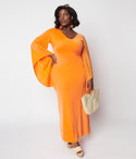 V-neck Bell Sleeves Maxi Dress