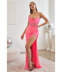 Sophisticated Satin Cowl Neck Sweetheart Spaghetti Strap Floor Length Lace-Up Beaded Slit Draped Fitted Illusion Corset Waistline Prom Dress with a Brush/Sweep Train