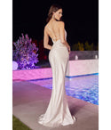 Satin Cowl Neck Fitted Wedding Dress
