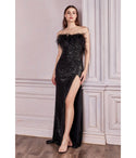 Strapless Open-Back Sequined Fitted Slit Sheath Sheath Dress/Prom Dress