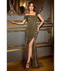 Sophisticated Fitted Asymmetric Slit Sequined Evening Dress by Cinderella Divine Moto