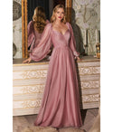 Sweetheart Goddess Sheer Chiffon Floor Length Long Sleeves Bridesmaid Dress