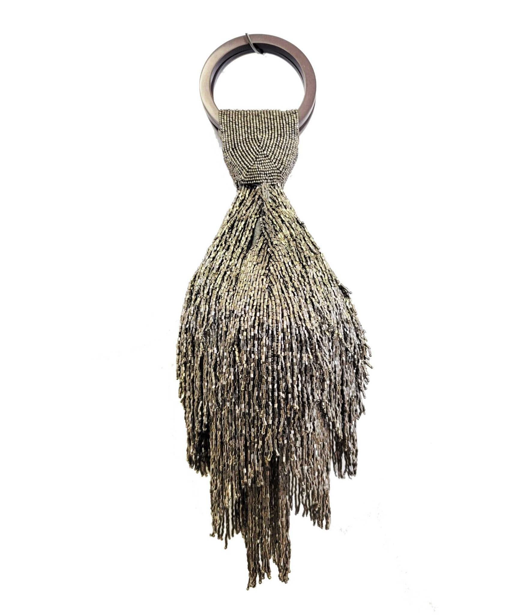 

1920S Pewter Beaded Fringe Wristlet