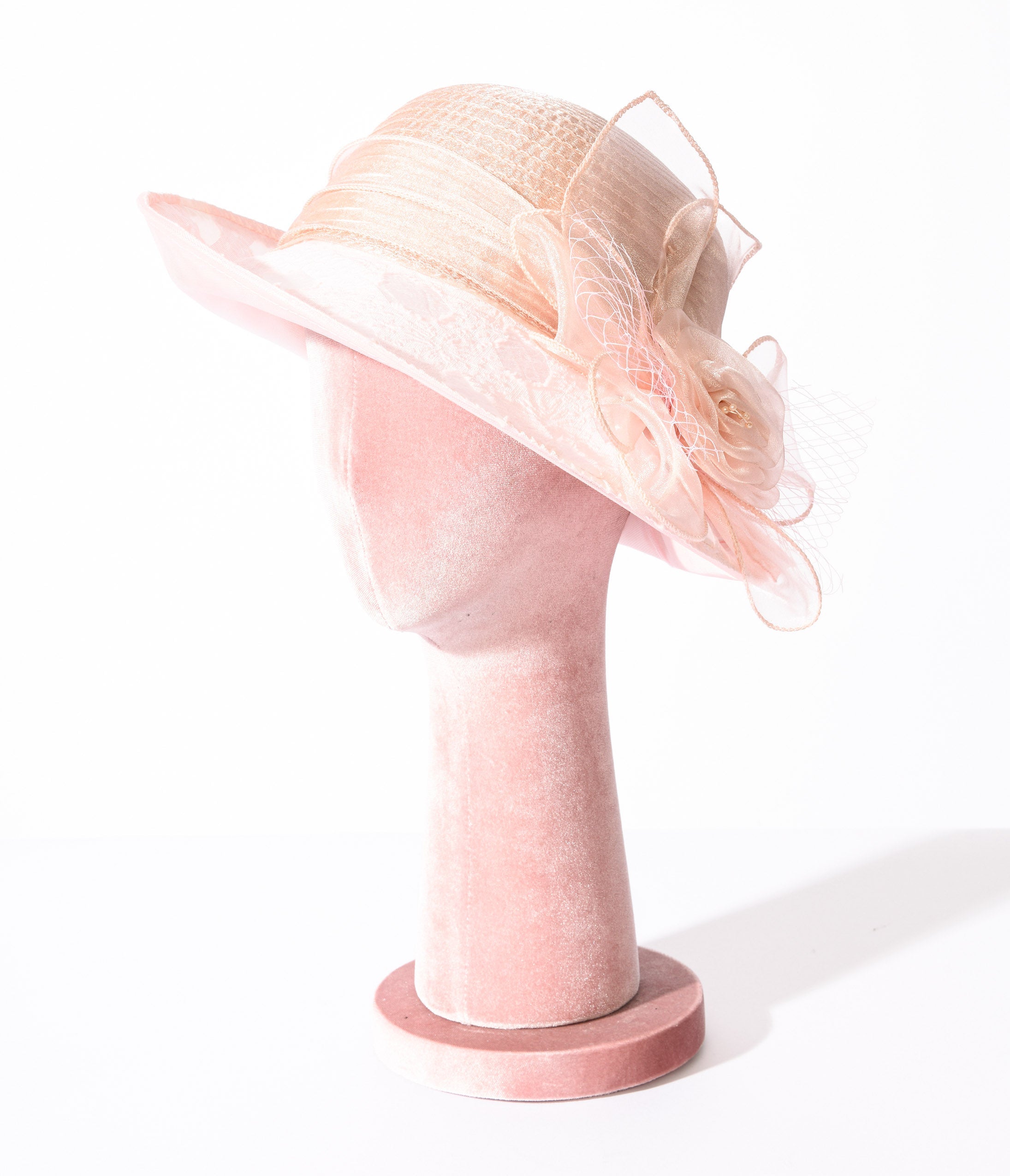 

Pink Floral Organza Cloche Hat