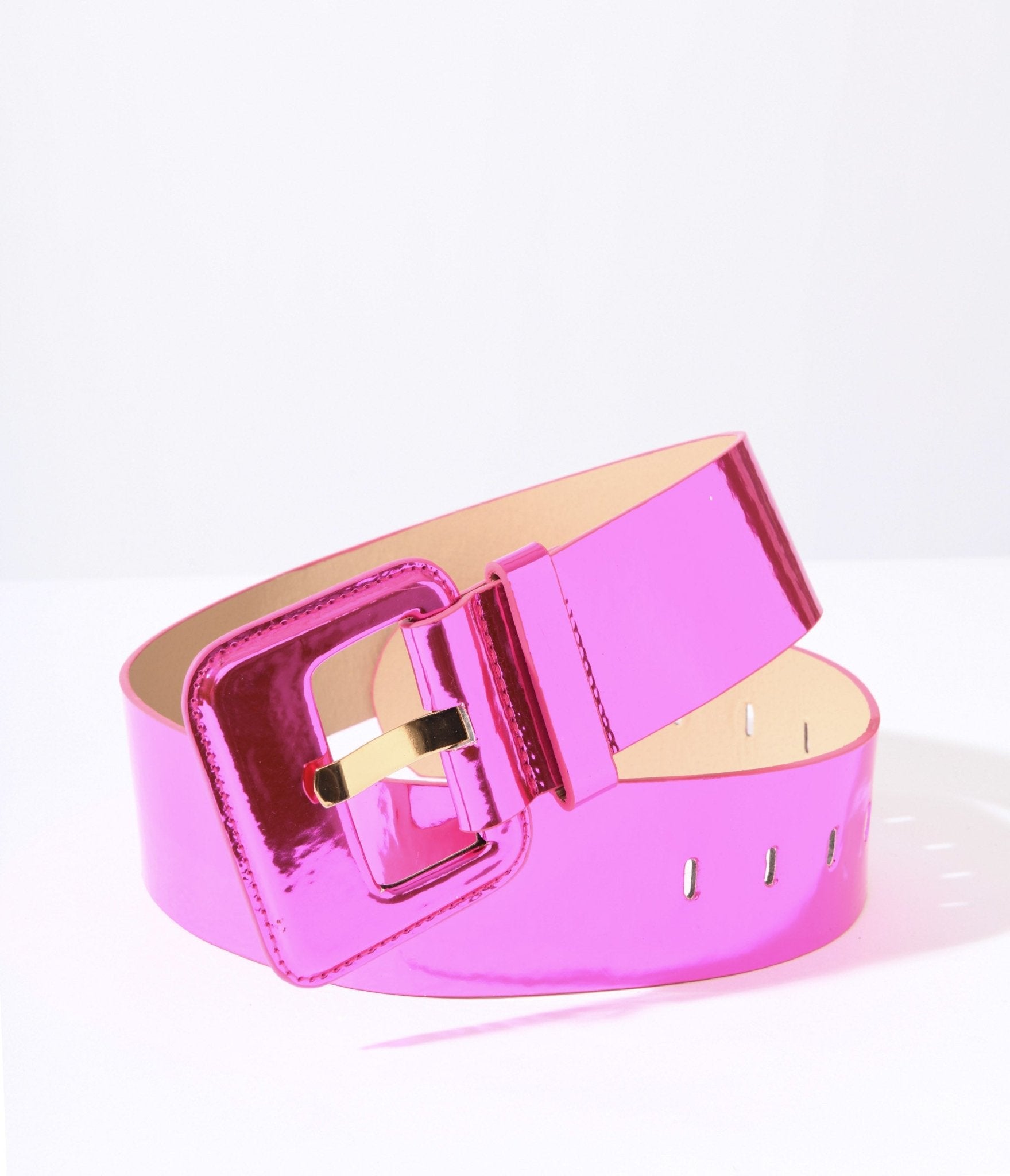 

Pink Patent Leatherette Square Belt