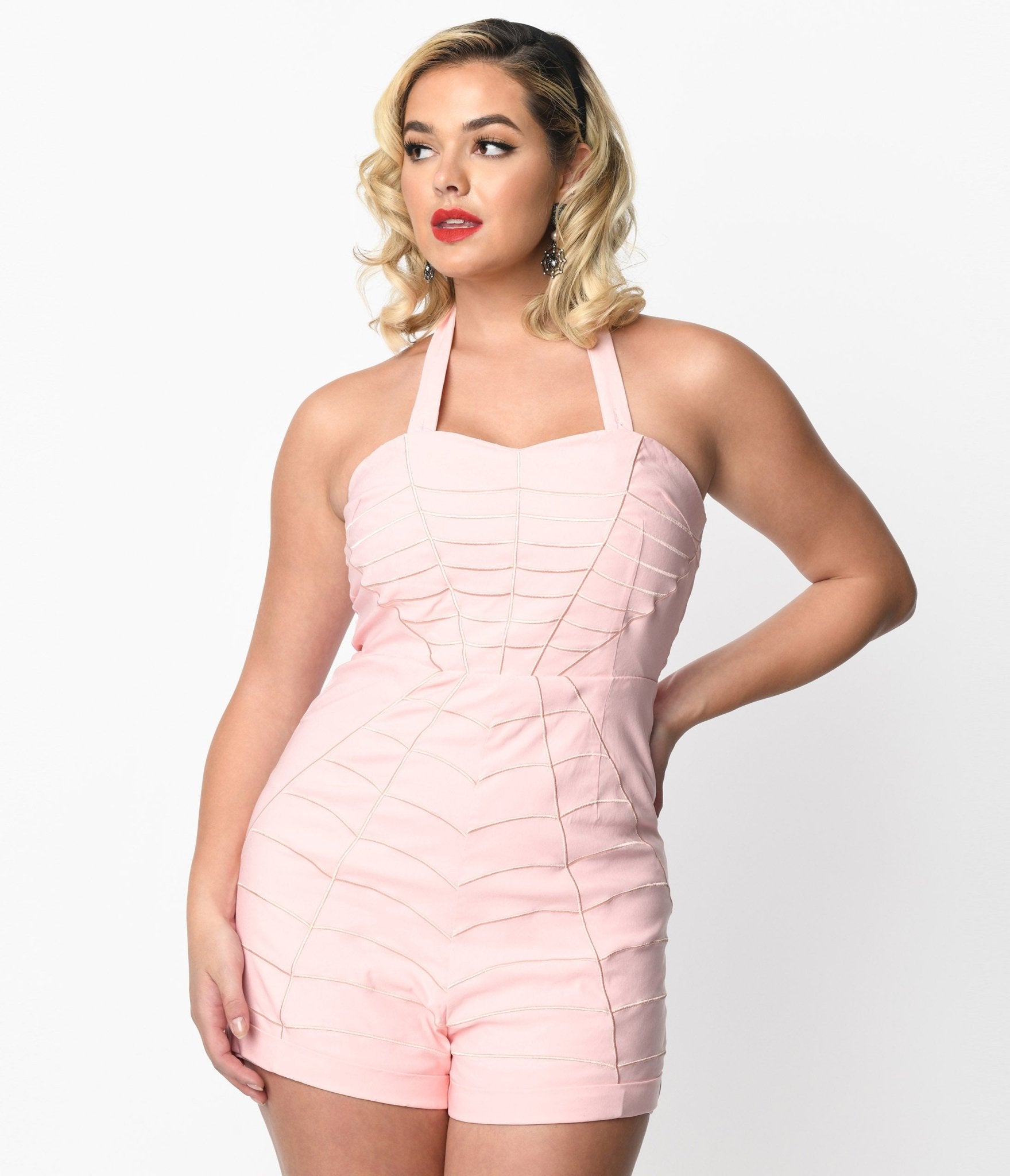 Plus Size Blush Pink Eyelet Tiered Crop Top