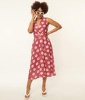 Pink & Floral Print Midi Dress