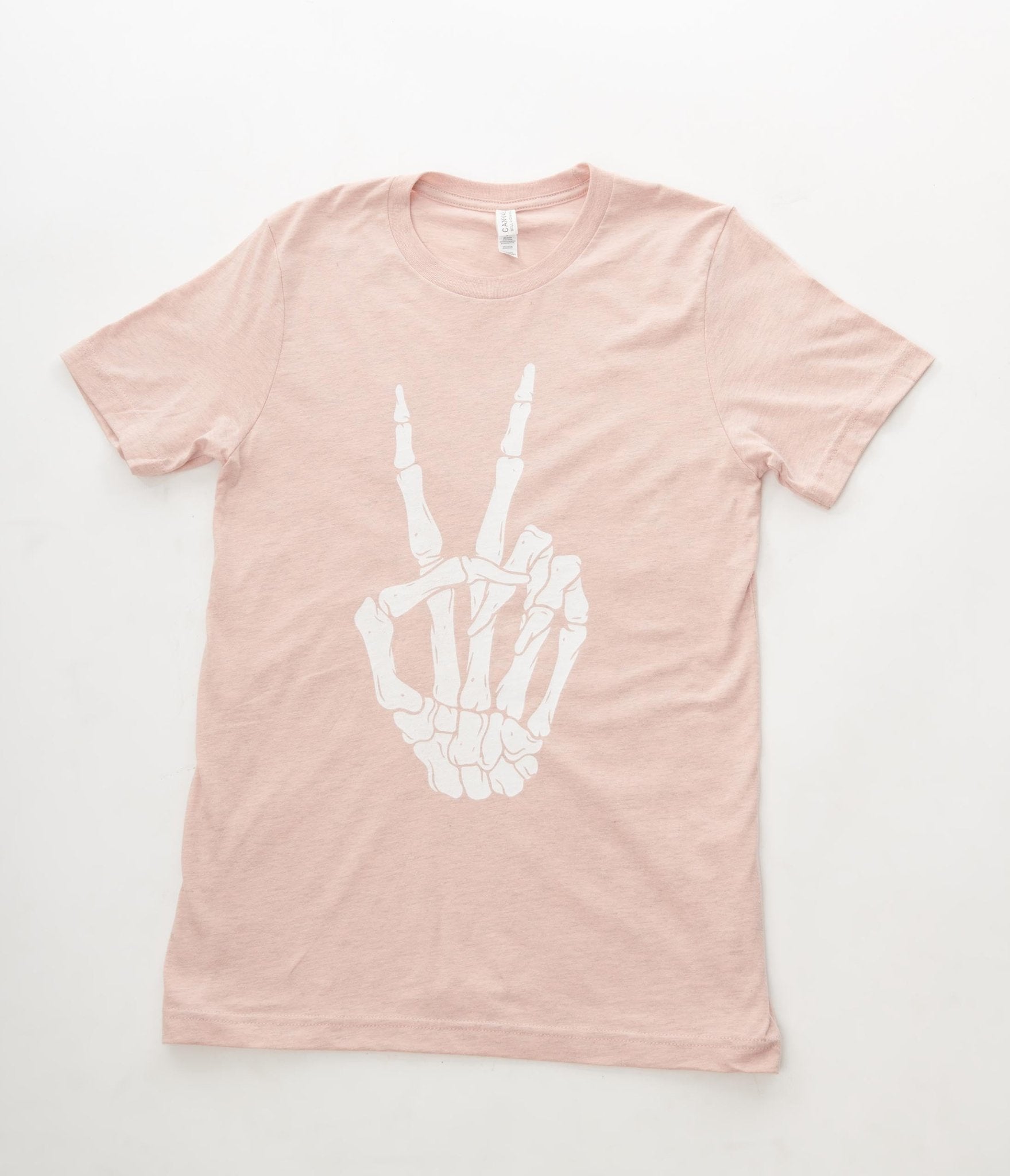 

Pink & White Skeleton Peace Sign Unisex Graphic Tee