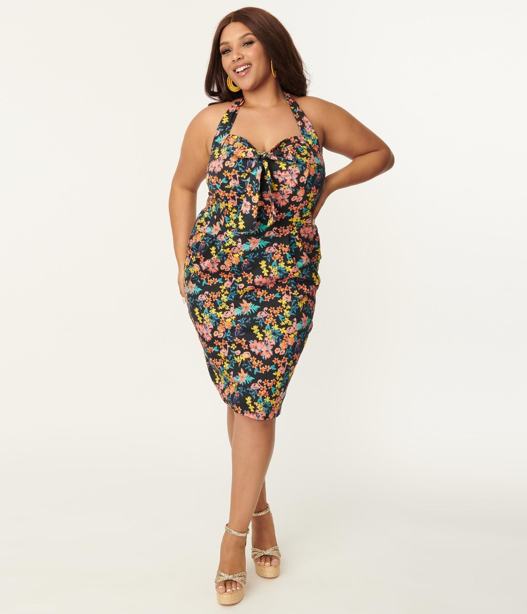 

Plus Size Black & Pink Floral Sally Wiggle Dress