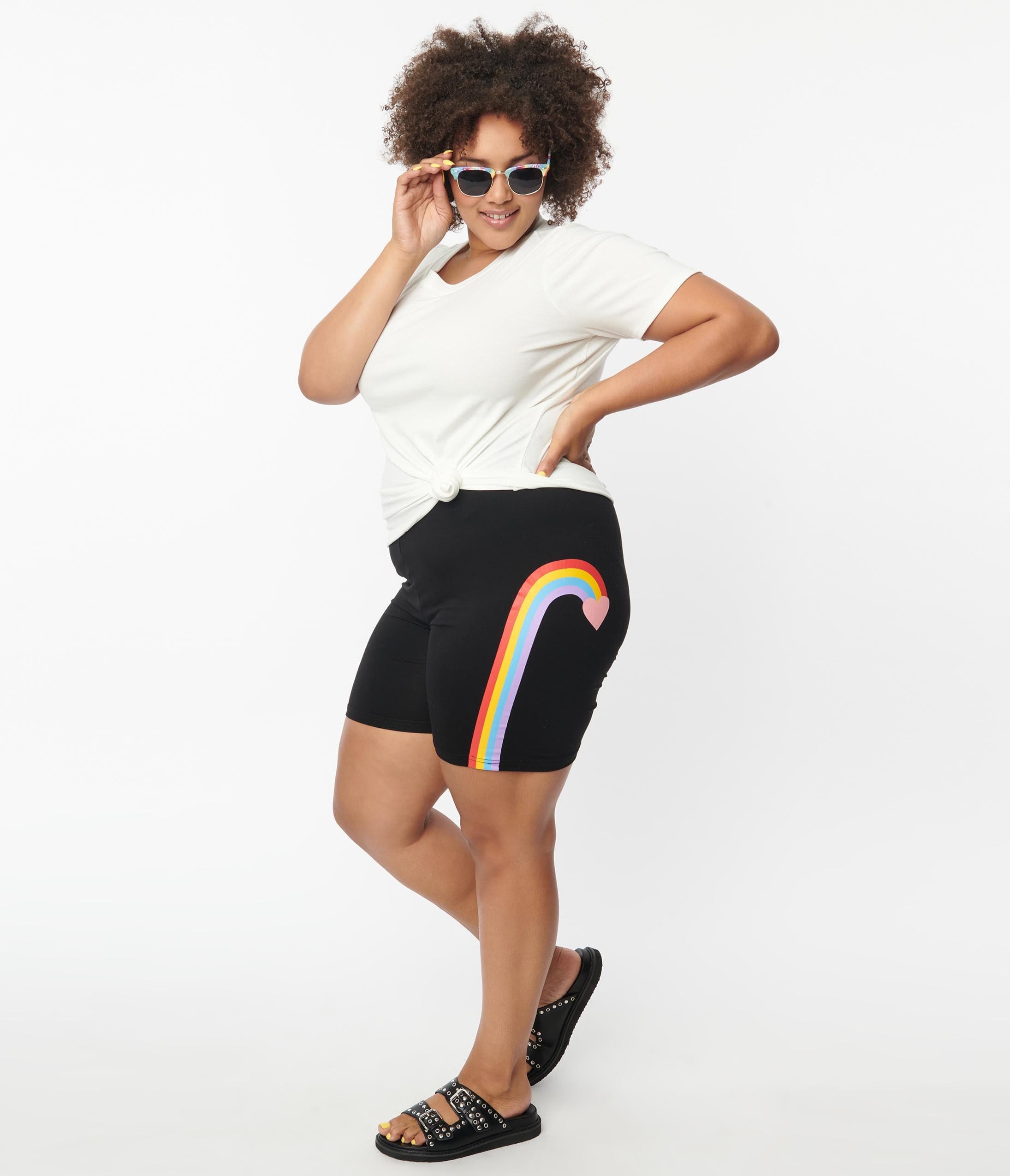 

Plus Size Black & Rainbow Helena Shorts