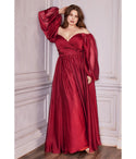 Plus Size Floor Length Sweetheart Long Sleeves Goddess Sheer Chiffon Bridesmaid Dress