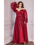 Plus Size Sheer Goddess Floor Length Long Sleeves Chiffon Sweetheart Bridesmaid Dress