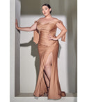 Plus Size Mermaid Ruched Slit Off the Shoulder Jersey Prom Dress