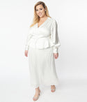 Plus Long Sleeve Blouse & Midi Skirt Bridal Set