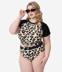 Plus Leopard Print Belted Swim Bottom