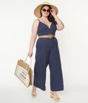 Plus V-neck Jumpsuit