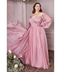 Plus Size Long Sleeves Floor Length Sheer Goddess Sweetheart Chiffon Bridesmaid Dress