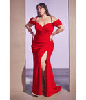 Plus Size V-neck Pleated Off the Shoulder Spaghetti Strap Bridesmaid Dress