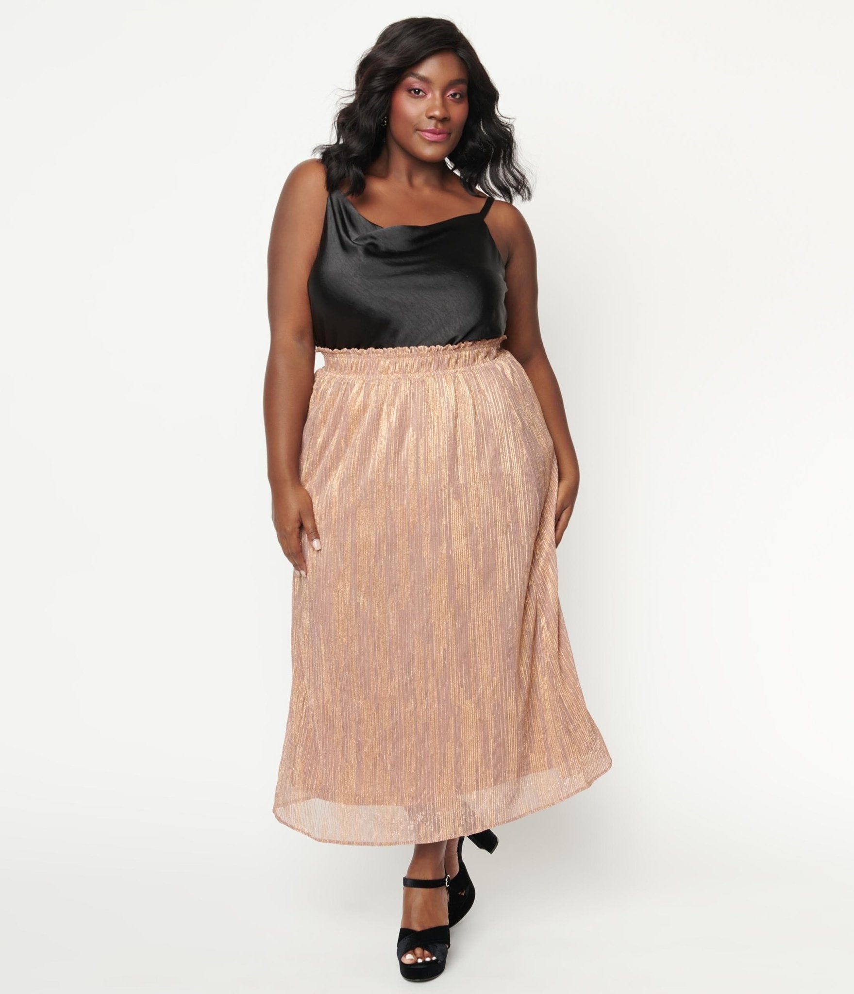 

Plus Size 1940S Rose Gold Midi Skirt