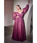 Plus Size Sweetheart Floor Length Chiffon Long Sleeves Sheer Goddess Bridesmaid Dress